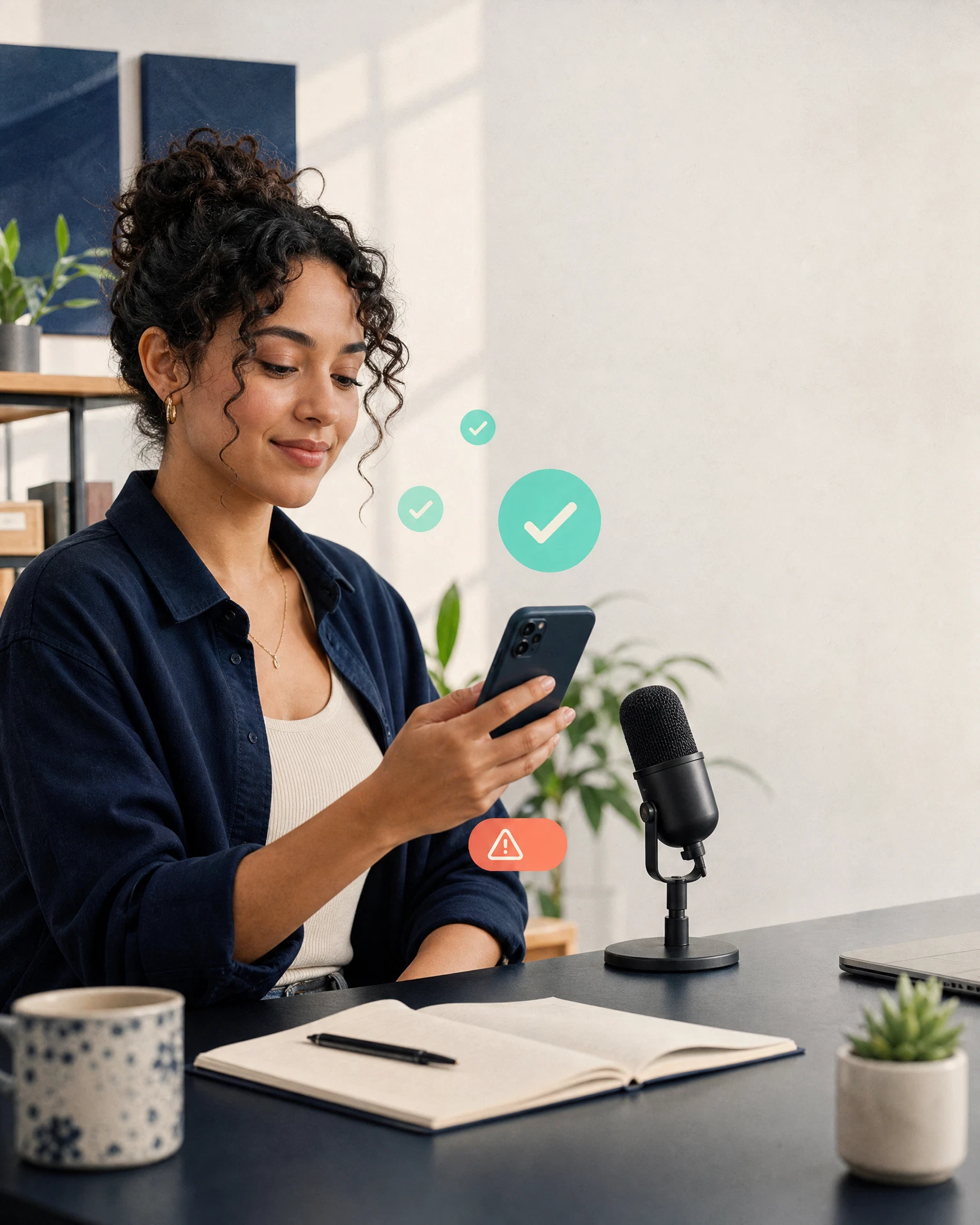 A creator reviewing a social message request in a studio